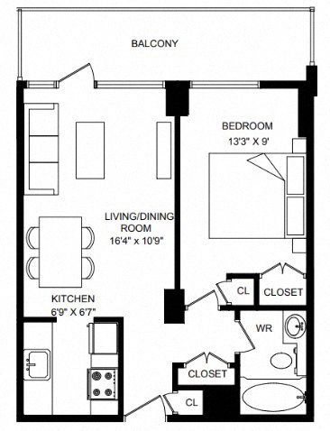 Floor plan layout diagram for 1E